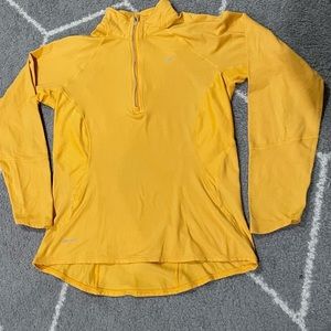 Nike dri fit quarter zip mustard yellow long sleeve workout top size small
